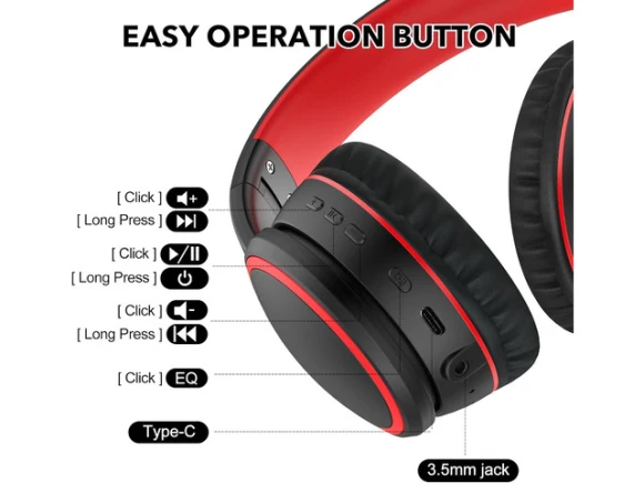 Bluetooth over-ear headphones, Black — Wireless Earbuds, KUKA