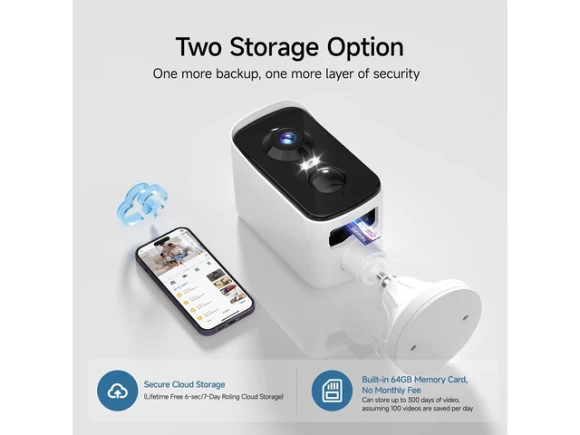 Outdoor Wireless Security Camera with Solar Panel and 64GB Card — Security Camera, fanxiang