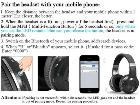 Wireless Over-Ear Headphones — Wireless Earbuds, Bluedio