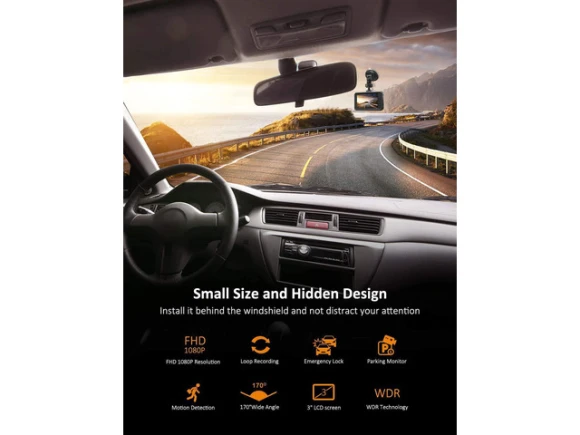 1080P Dash Cam with 3-Inch LCD Screen — Dash Cam, censreal