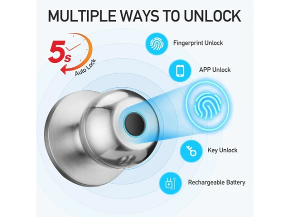 Biometric Door Lock, Satin Nickel, 1 Pack — Smart Lock, STARWELL