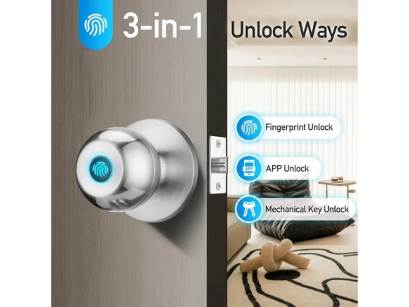 Biometric Door Lock, Satin Nickel, 1 Pack — Smart Lock, STARWELL