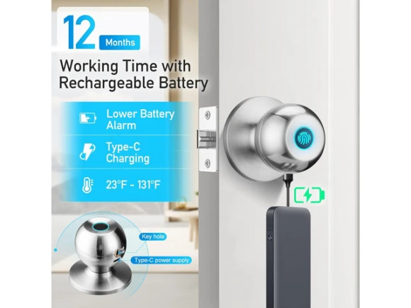 Biometric Door Lock, Satin Nickel, 1 Pack — Smart Lock, STARWELL