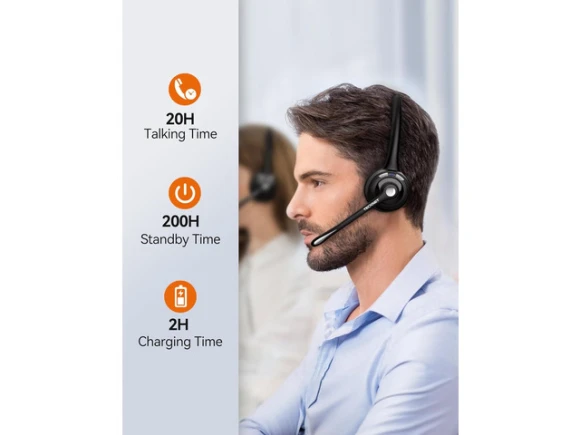 On-Ear Bluetooth Headset — Wireless Earbuds, TECKNET