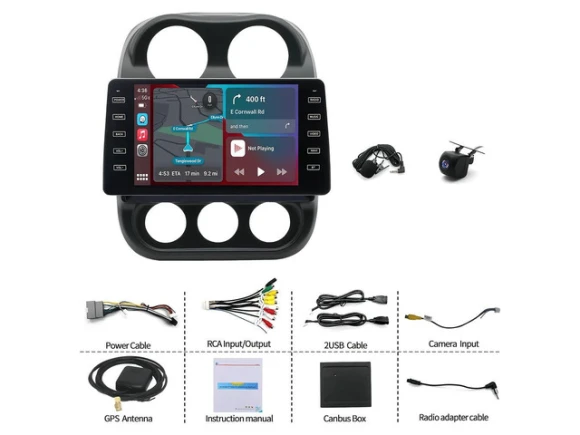 9-Inch Android 15 Car Stereo Head Unit for Jeep Compass (2010–2016) — Car Infotainment System, Strafriture