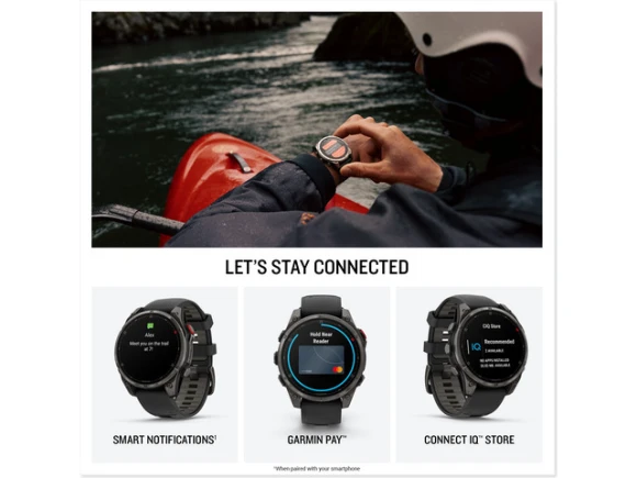 47 mm AMOLED Smartwatch with DLC Titanium Case and Silicone Band — Smart Watch, Garmin