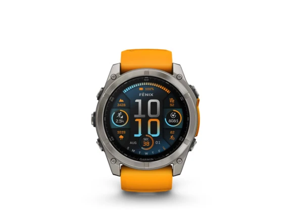 AMOLED Sapphire Titanium Smart Watch, 51mm, Spark Orange/Graphite — Smart Watch, Garmin