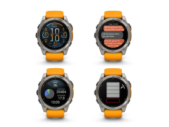 AMOLED Sapphire Titanium Smart Watch, 51mm, Spark Orange/Graphite — Smart Watch, Garmin