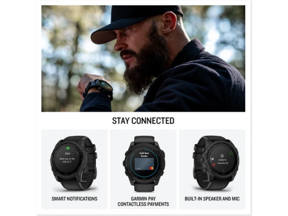 GPS smartwatch with solar-charged display — Smart Watch, Garmin