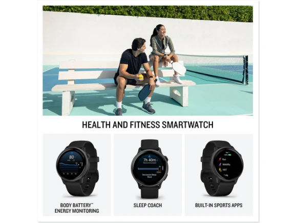 Slate Fitness GPS Smartwatch with Black Silicone Band — Smart Watch, Garmin
