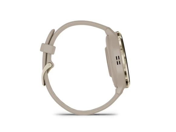 Smart Watch with Soft Gold Stainless Steel Bezel, French Gray Case and Silicone Band — Smart Watch, Garmin