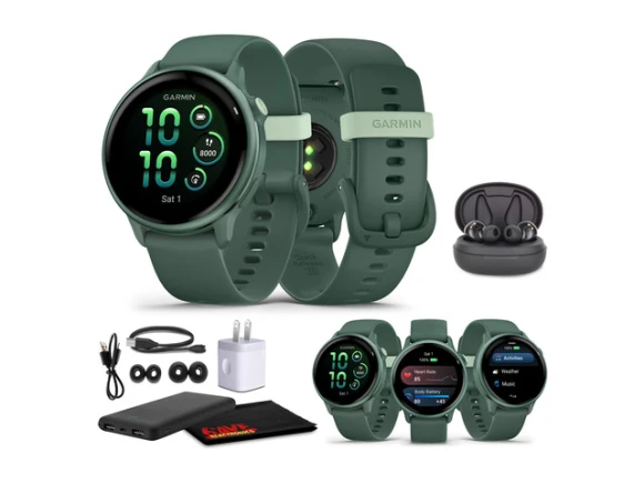 Smartwatch in Metallic Jasper Green with Jasper Green Band — Smart Watch, Garmin