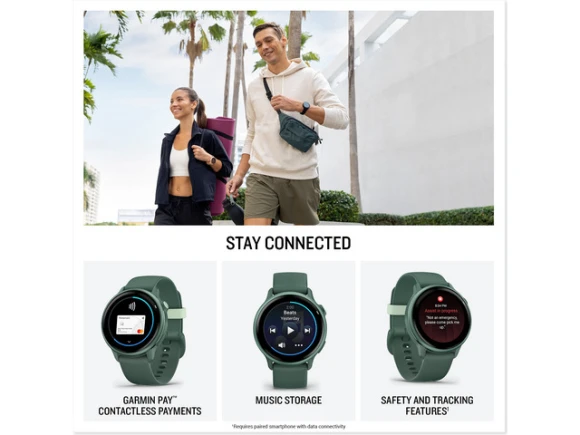 Smartwatch in Metallic Jasper Green with Jasper Green Band — Smart Watch, Garmin
