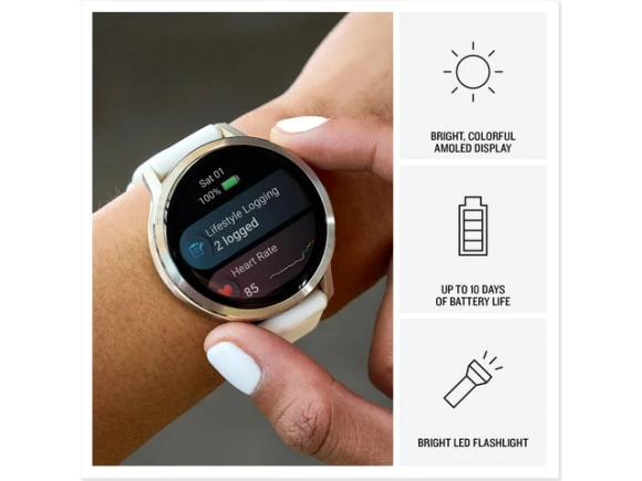 41mm GPS Smartwatch, Slate with Black Silicone Band — Smart Watch, Garmin