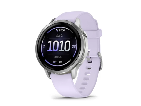 41mm GPS Smartwatch with Silver Case and Periwinkle Silicone Band — Smart Watch, Garmin
