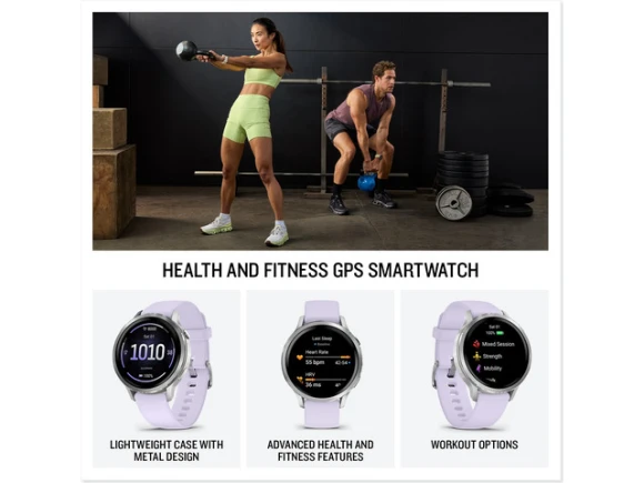41mm GPS Smartwatch with Silver Case and Periwinkle Silicone Band — Smart Watch, Garmin