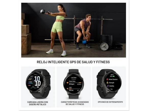 45 mm GPS smartwatch, Slate with Black Silicone Band — Smart Watch, Garmin