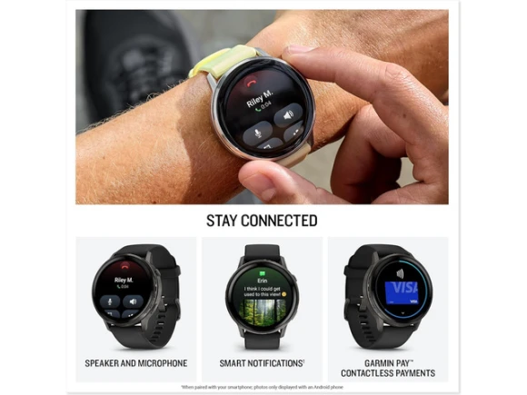 45 mm GPS smartwatch, Slate with Black Silicone Band — Smart Watch, Garmin