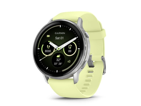 45mm GPS smartwatch with Silver and Citron silicone band — Smart Watch, Garmin