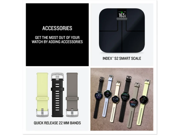 45mm GPS smartwatch with Silver and Citron silicone band — Smart Watch, Garmin