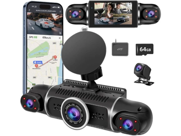 4-Channel Dash Camera with 64GB Card — Dash Cam, TUKO