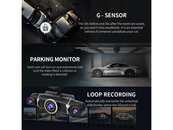 4-Channel Dash Camera with 64GB Card — Dash Cam, TUKO