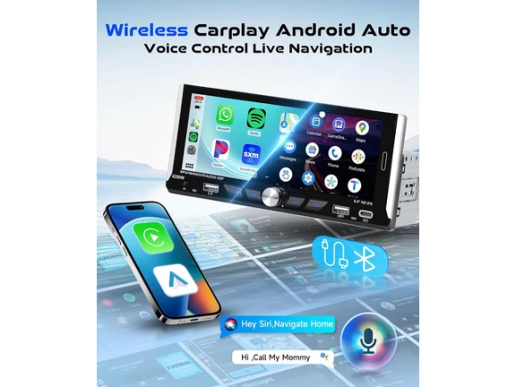 6.9-Inch Single-DIN Car Stereo — Car Infotainment System, TUKO