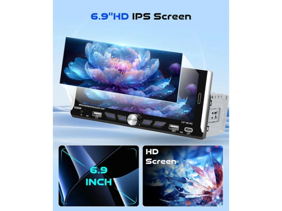 6.9-Inch Single-DIN Car Stereo — Car Infotainment System, TUKO