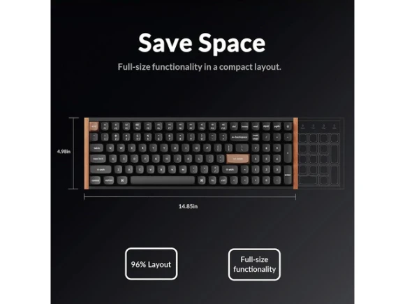 96% Compact Mechanical Keyboard with Number Pad — Bluetooth Keyboard, Keychron