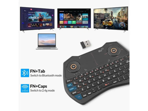 Mini Keyboard Remote Control Combo — Bluetooth Keyboard, Rii