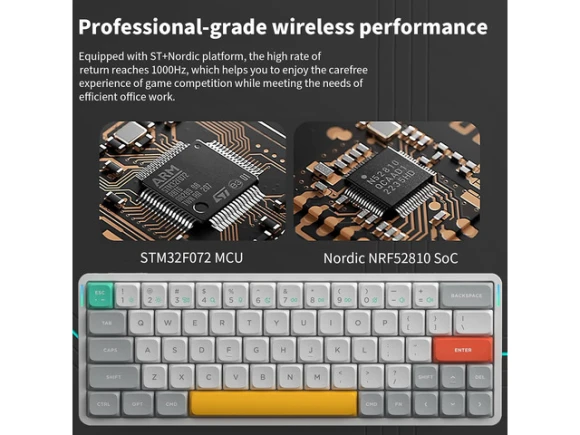 White 60% Low-Profile Wireless Mechanical Keyboard — Bluetooth Keyboard, NuPhy