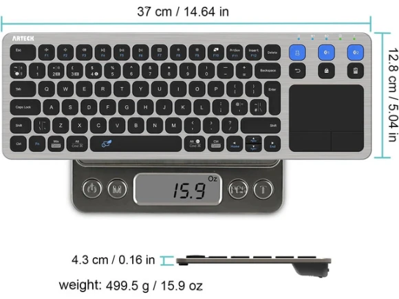 Wireless Keyboard with Built-in Touchpad — Bluetooth Keyboard, Arteck