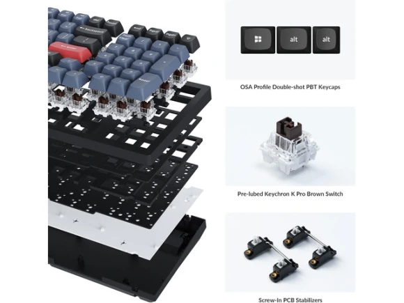 Wireless mechanical keyboard, 96 keys, RGB backlit — Bluetooth Keyboard, Keychron