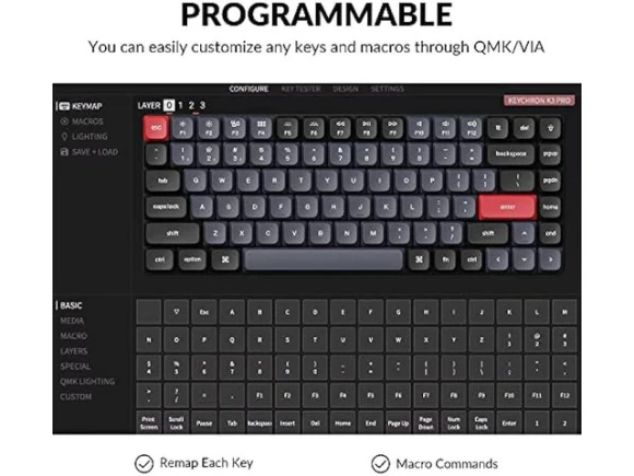 Wireless Custom Mechanical Keyboard, 75% Layout — Bluetooth Keyboard, Keychron