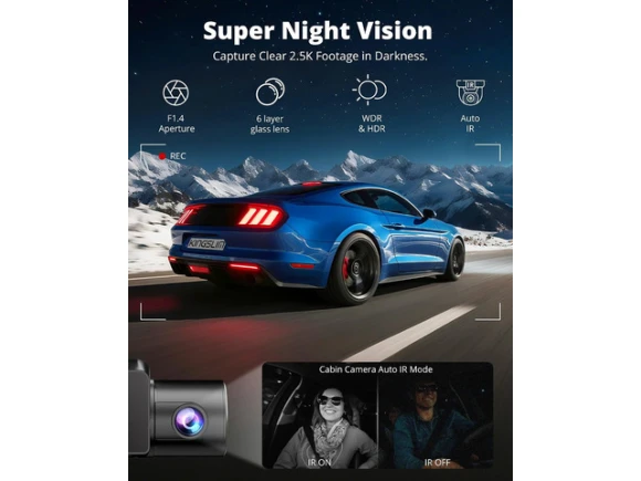 3-Channel Dash Camera with 64GB Card — Dash Cam, TUKO