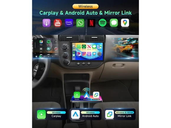 9-inch Car Radio for Honda Civic 2001–2005 — Car Infotainment System, TUKO