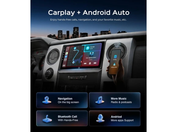 9-inch QLED Android car radio stereo for Ford F150 — Car Infotainment System, TUKO