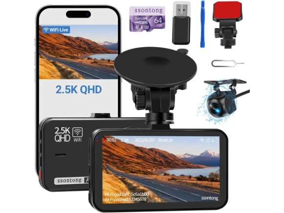 Front and Rear Dash Camera with 64GB Card — Dash Cam, TUKO