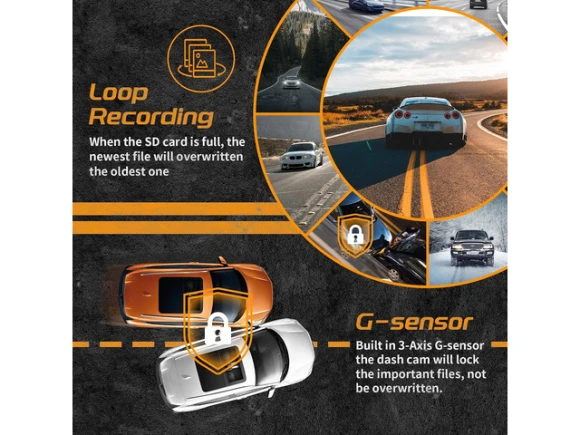 3-Channel Dash Camera with 1080P Video — Dash Cam, IIWEY