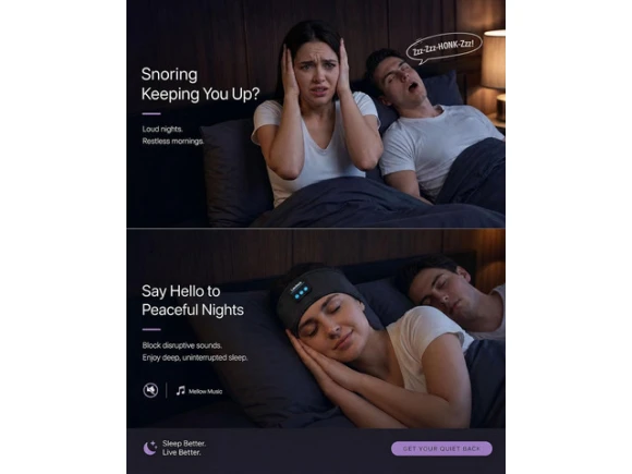 Sleep Headphones Headband — Wireless Earbuds, RUOCLRIS
