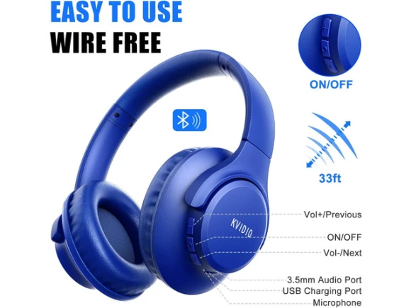 Over-ear Bluetooth headphones — Wireless Earbuds, KVIDIO