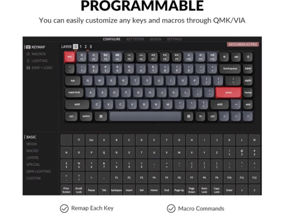 Wireless Custom Mechanical Keyboard, 75% Layout — Bluetooth Keyboard, Keychron
