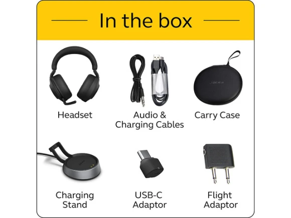 Wireless Headphones, Black, with Link380c and Charging Stand — Wireless Earbuds, Jabra