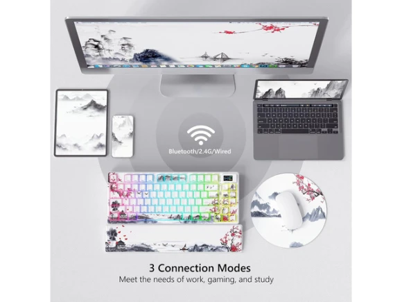 75% Mechanical Keyboard with Wrist Rest — Bluetooth Keyboard, Womier