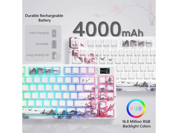 75% Mechanical Keyboard with Wrist Rest — Bluetooth Keyboard, Womier