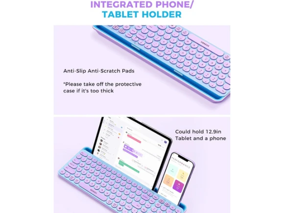 Bluetooth Keyboard and Mouse Combo with Tablet Holder, Blue & Purple — Bluetooth Keyboard, SeenDa