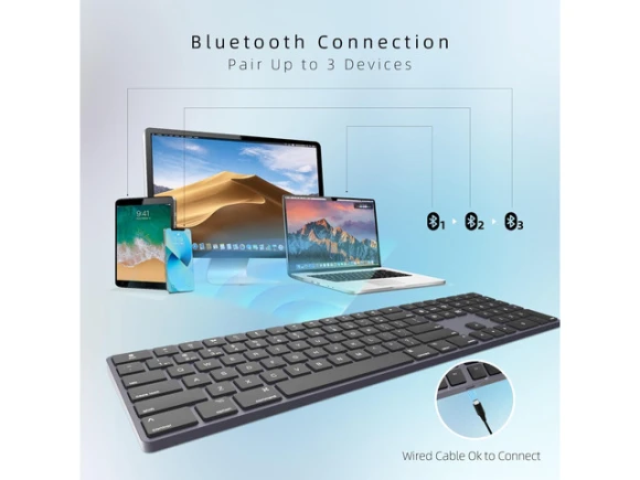 Full Size Bluetooth Keyboard, Space Gray — Bluetooth Keyboard, Portworld