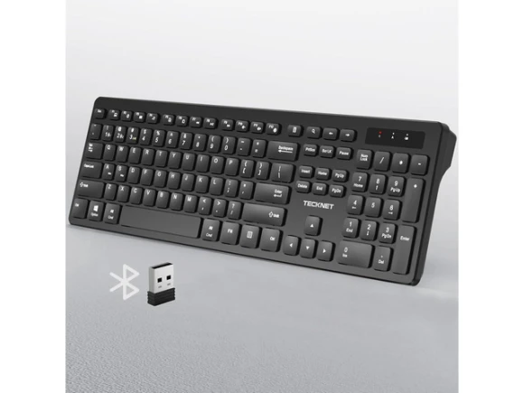 Full-Size Wireless Keyboard, Black — Bluetooth Keyboard, TECKNET