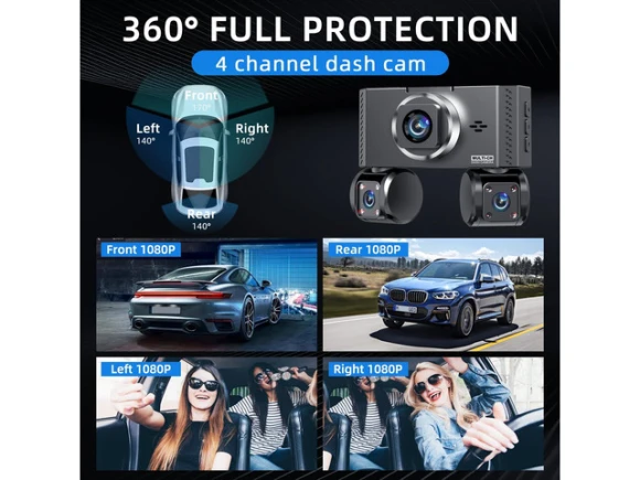4-Channel Dash Camera with 64GB Card — Dash Cam, SOYE