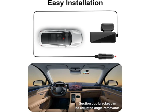 4K Front Dash Camera with 64GB Card and 48W A+C Car Charger — Dash Cam, SOYE